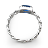 Silver Braided ring with blue zircon