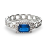 Silver Braided ring with blue zircon