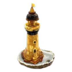 Amber souvenir on an agate stand «Lighthouse»