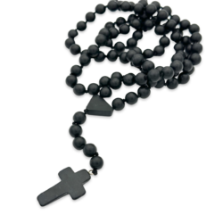 Black amber rosary with cross