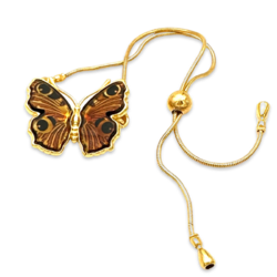 Gold-plated amber bracelet Butterfly