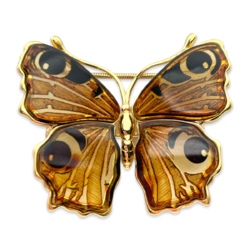 Gold-plated amber pendant Butterfly