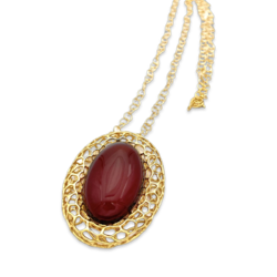 Gold plated necklace with Amber
