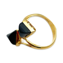 Gold plated silver and amber ring