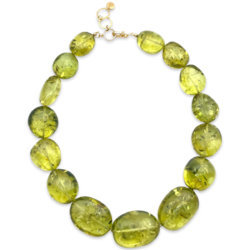 Green amber beads necklace