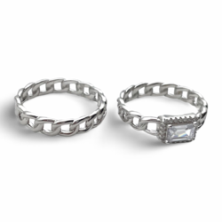 Pair of Silver Braided Rings