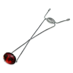 Silver bracelet with red amber