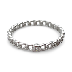 Silver Braided ring with white zircon