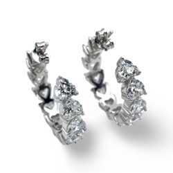 Silver Earrings Hearts with zircons