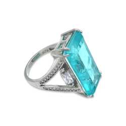 Silver ring with Paraiba and zircons