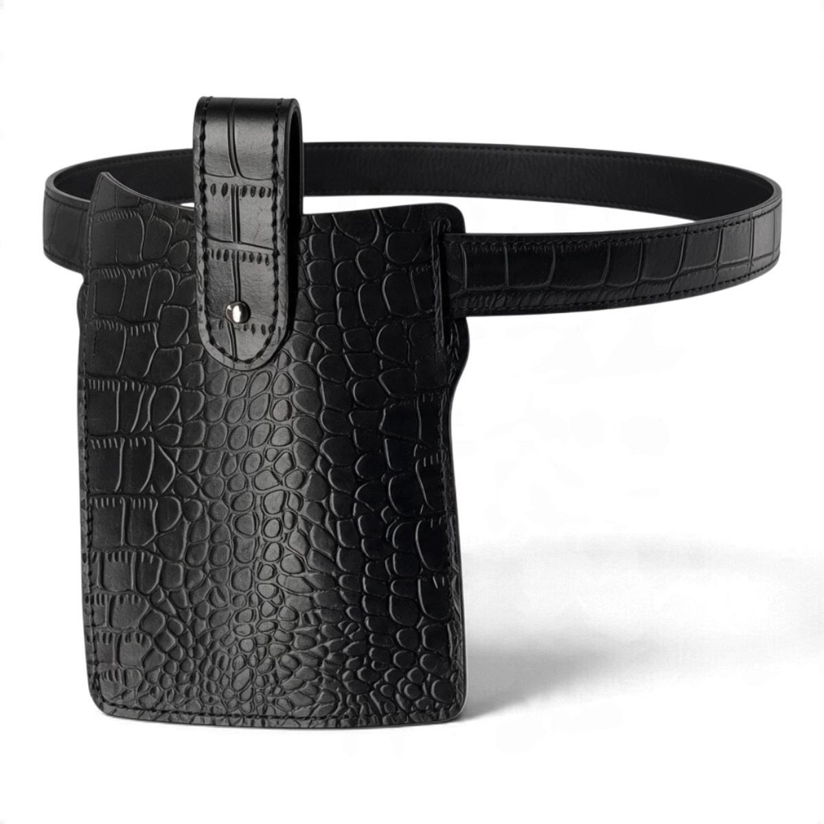 Black Leather Belt Bag