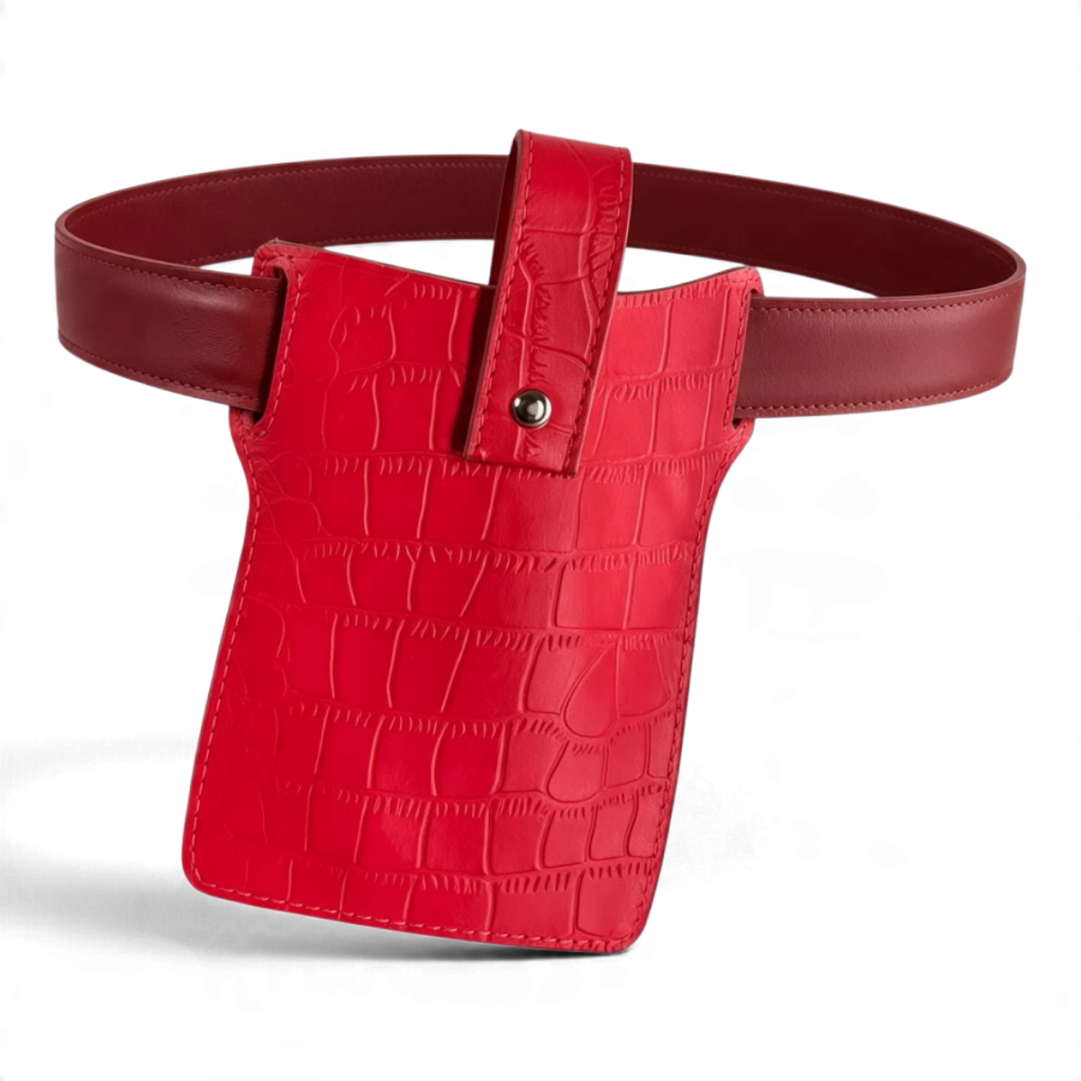 Red Leather Belt Bag