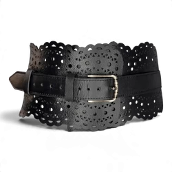 Black Laser-Cut Leather Belt
