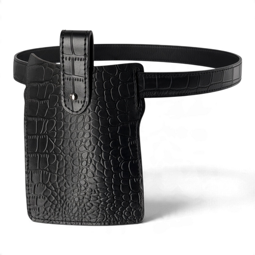 Black Leather Belt Bag