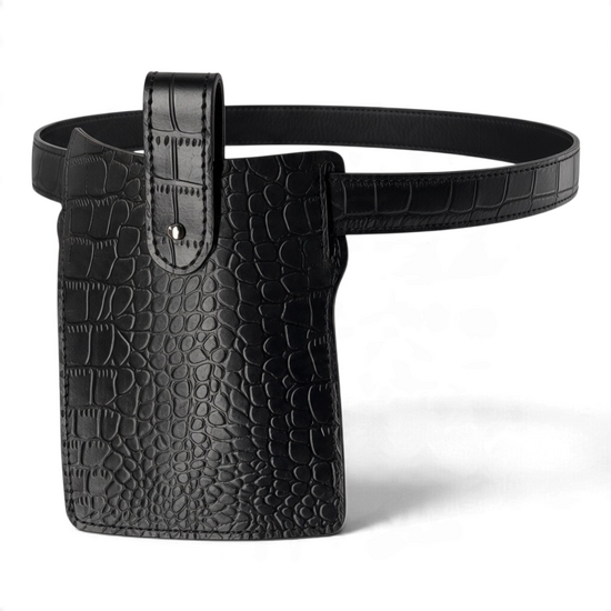 Black Leather Belt Bag
