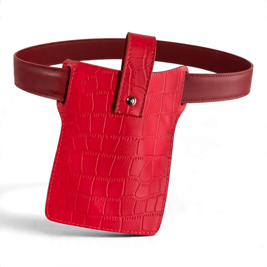 Red Leather Belt Bag