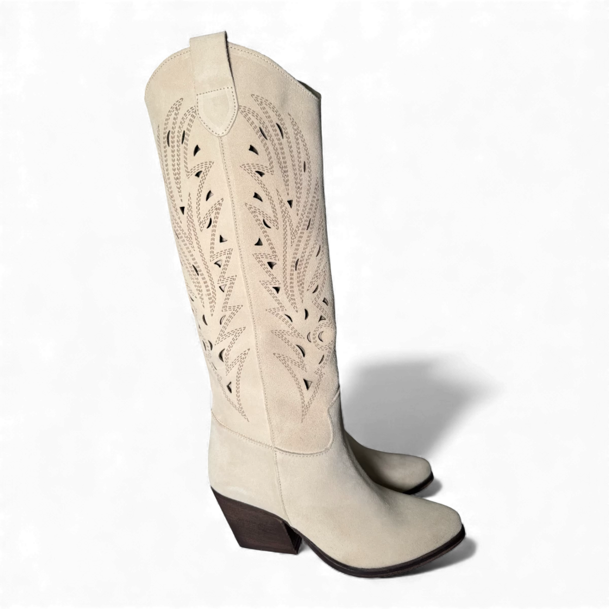 Botas de vaquero/motociclista de ante beige Rea