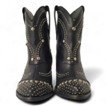 IVY schwarze Leder-Cowboy/Biker-Stiefel