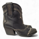 IVY schwarze Leder-Cowboy/Biker-Stiefel