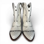 IVY White Leather Cowboy/Biker boots