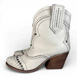 IVY White Leather Cowboy/Biker boots