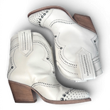 IVY White Leather Cowboy/Biker boots