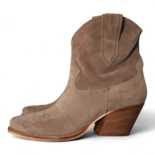 Leila Taupe Brown Suede Cowboy/Biker boots