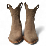 Leila Taupe Brown Suede Cowboy/Biker boots