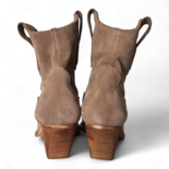 Leila Taupe Brown Suede Cowboy/Biker boots