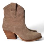 Leila Taupe Brown Suede Cowboy/Biker boots