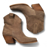 Leila Taupe Brown Suede Cowboy/Biker boots
