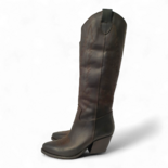 Nabiki Leather Cowboy/Biker boots Dark Brown