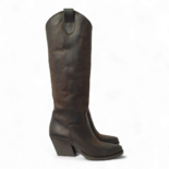 Nabiki Leder Cowboy/Biker Stiefel Dunkelbraun