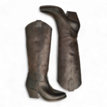 Nabiki Leder Cowboy/Biker Stiefel Dunkelbraun