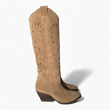Rea Taupe Suede Cowboy/Biker boots