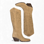 Rea Taupe Suede Cowboy/Biker boots