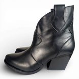 Velvet Black Leather Cowboy/Biker boots