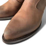 Velvet Dunkelbraune Leder-Cowboy-/Bikerstiefel