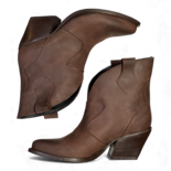 Velvet Dunkelbraune Leder-Cowboy-/Bikerstiefel