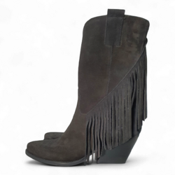 Dakota Black Suede Cowboy/Biker Boots