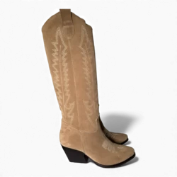 Dallas Bottes de cow-boy/motard en daim taupe