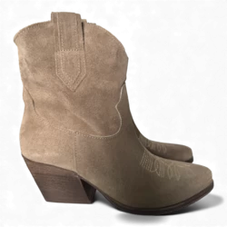 Leila Bottes de cowboy/biker en daim taupe