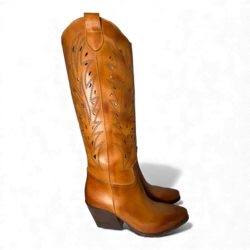 Maui Bottes de cowboy/biker en cuir Cuoio
