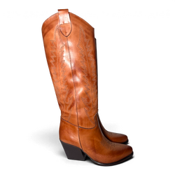 Nabiki Cognak Leder Cowboy/Biker Stiefel