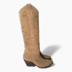 Rea Bottes de cowboy/motard en daim taupe
