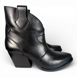 Velvet Black Leather Cowboy/Biker boots