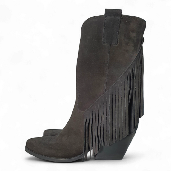 Dakota Black Suede Cowboy/Biker Boots