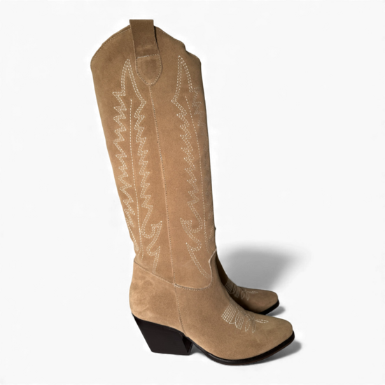 Dallas Taupe Suede Cowboy/Biker boots