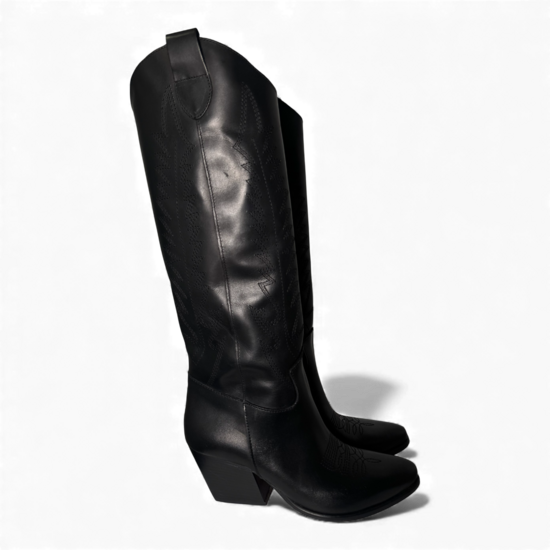 Nabiki Nero Leather Cowboy/Biker boots