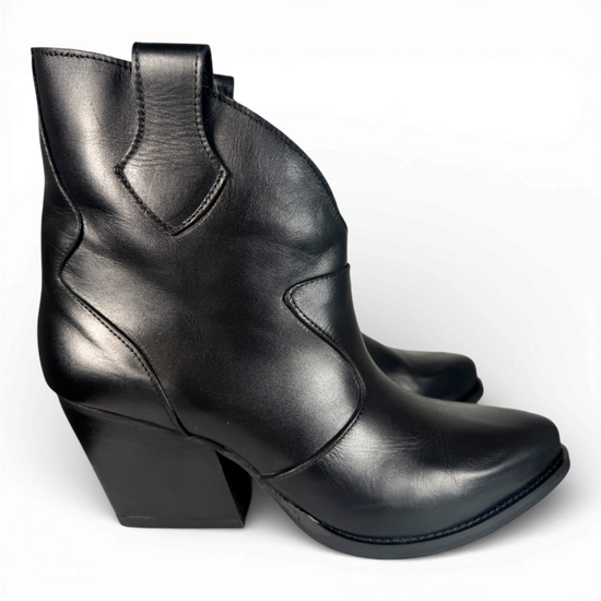 Velvet Black Leather Cowboy/Biker boots